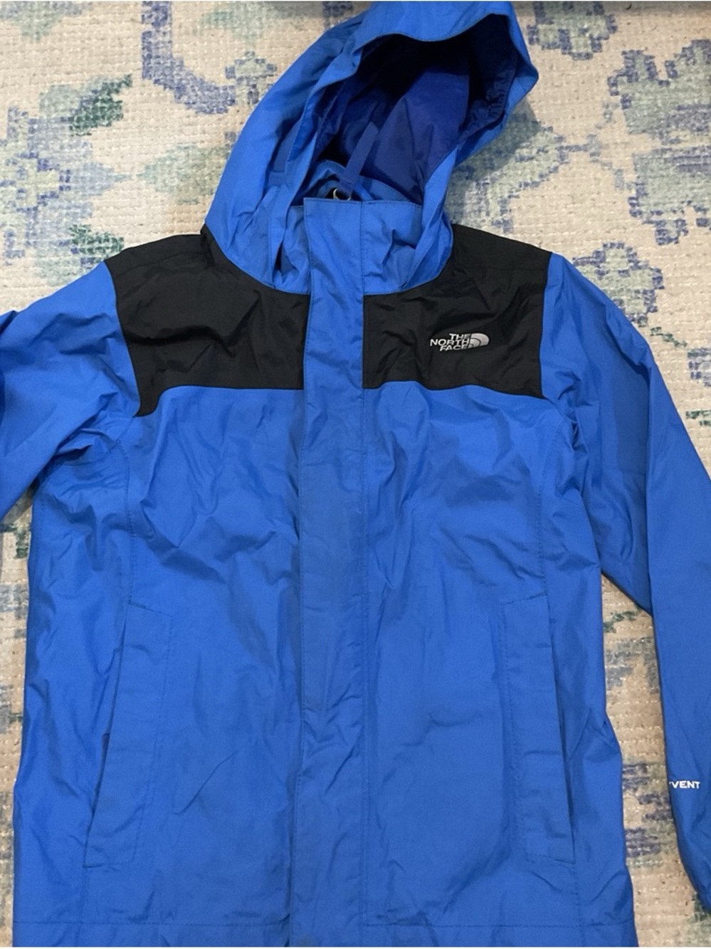 The North Face Blue and Black Kids' Raincoat Hooded Jacket